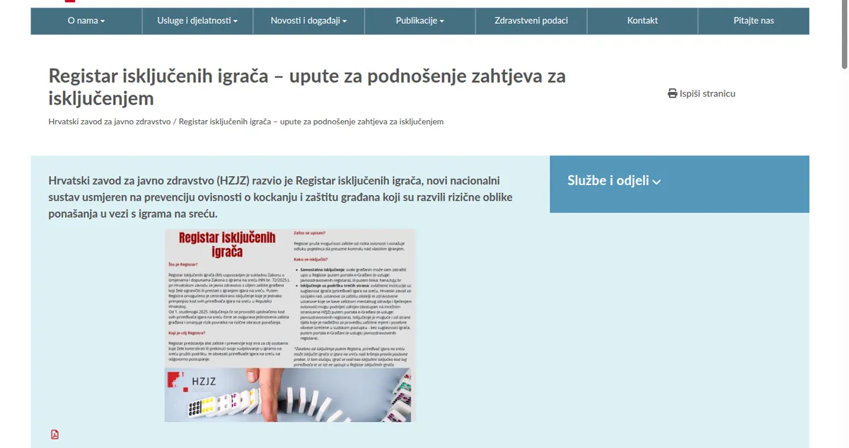 Upute Hrvatskog zavoda za javno zdravstvo za podnošenje zahtjeva za isključenje